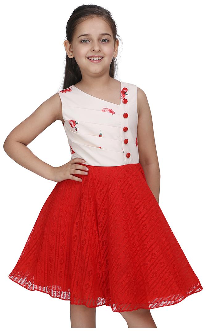 

Cutecumber Red Lace Sleeveless Knee Length Princess Frock ( Pack of 1 )