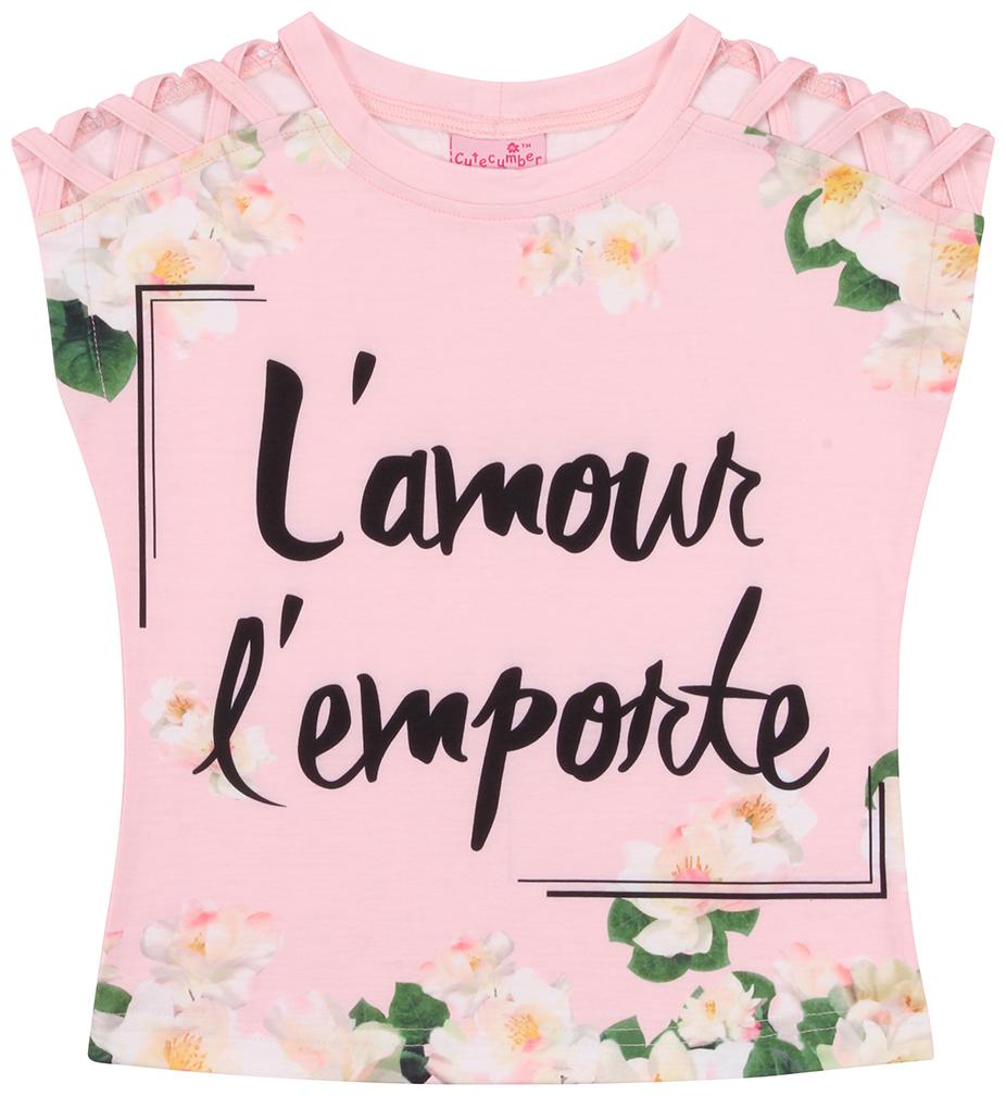 

Cutecumber Girl Knitted Printed Top - Pink
