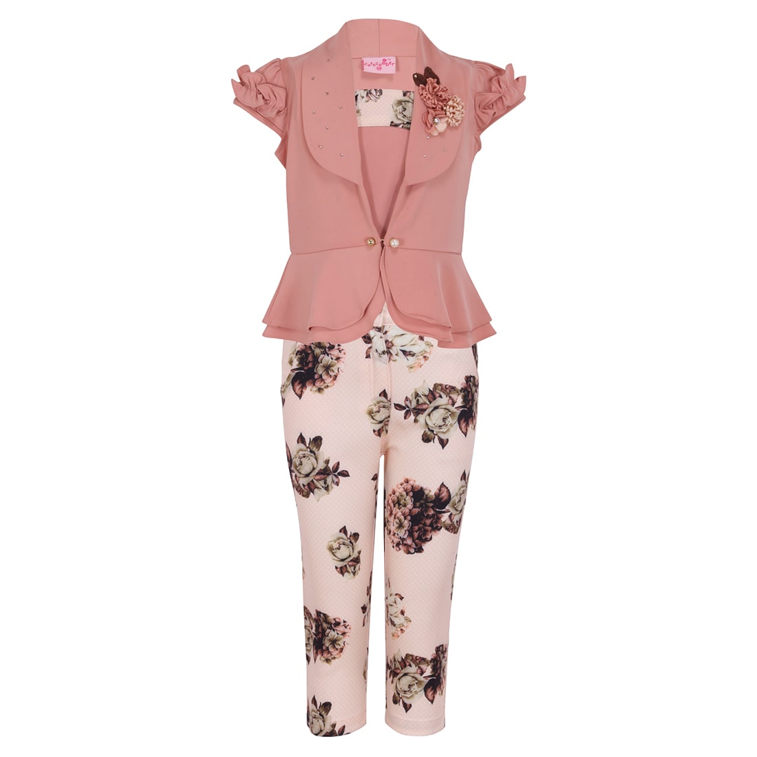 

Cutecumber Girl Satin Top Bottom Set - Pink