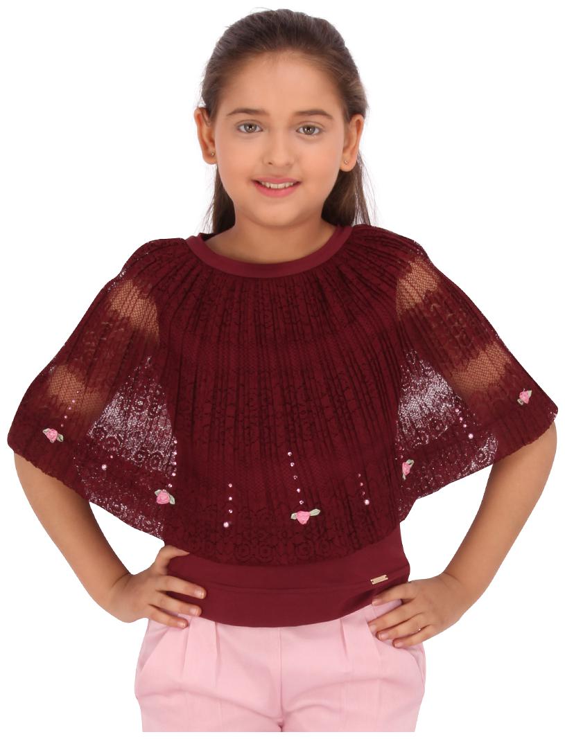 

Cutecumber Lace Solid Top for Baby Girl - Maroon