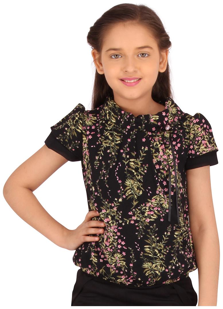 

Cutecumber Girl Georgette Floral Top - Black