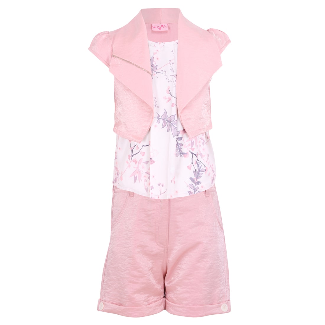 

Cutecumber Girl Satin Top Bottom Set - Pink