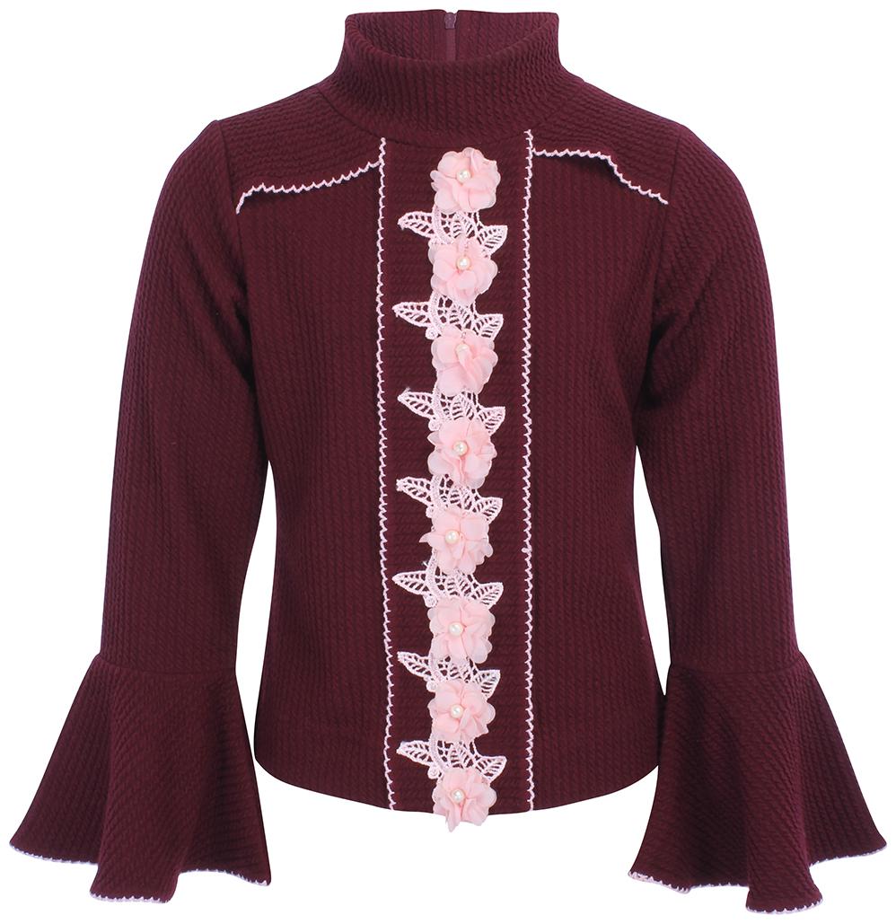 

Cutecumber Girl Polyester Floral Top - Maroon