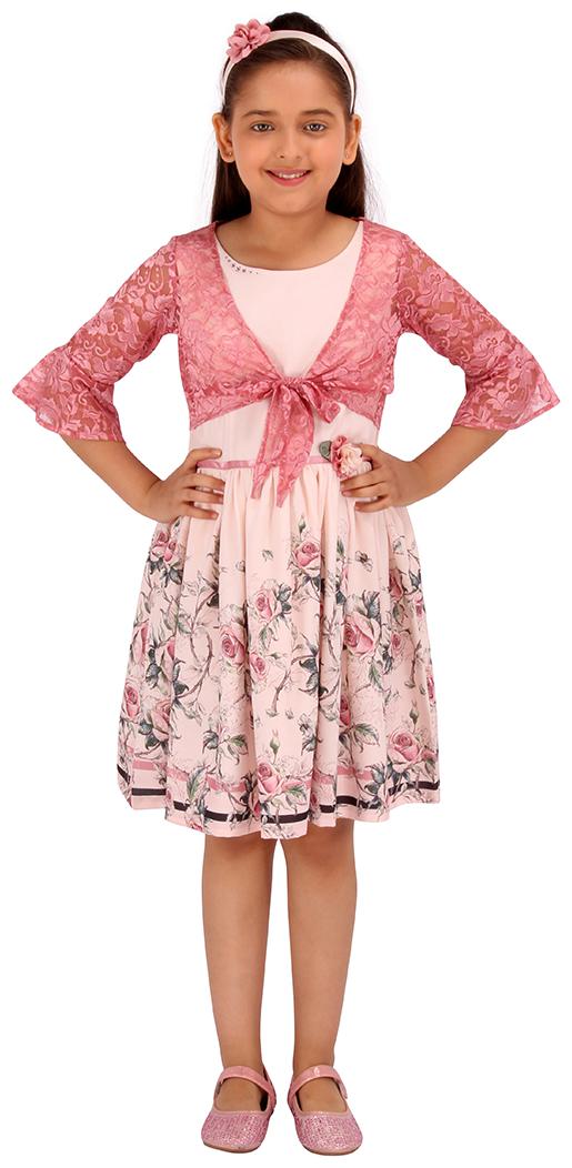 

Cutecumber Pink Georgette Short Sleeves Knee Length Princess Frock ( Pack of 1 )