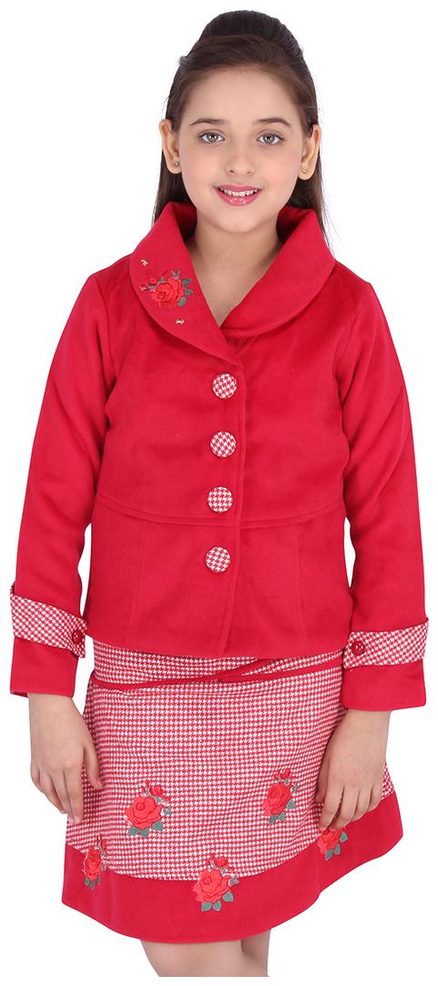

Cutecumber Girl Polyester Top Bottom Set - Red