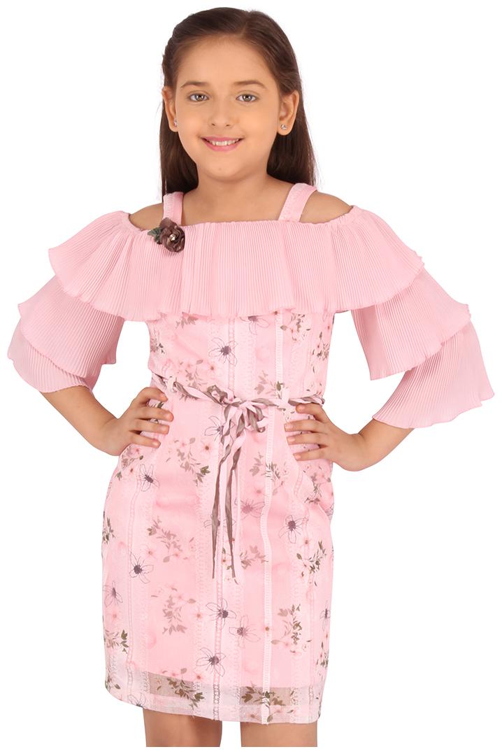 

Cutecumber Pink Georgette 3 4th Sleeves Knee Length Princess Frock ( Pack of 1 )