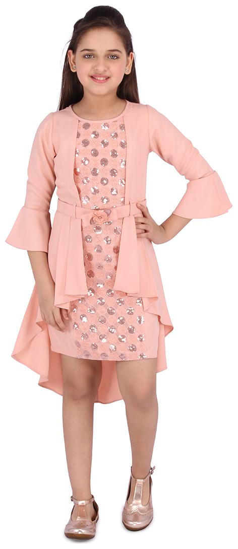 

Cutecumber Pink Georgette 3 4th Sleeves Knee Length Princess Frock ( Pack of 1 )