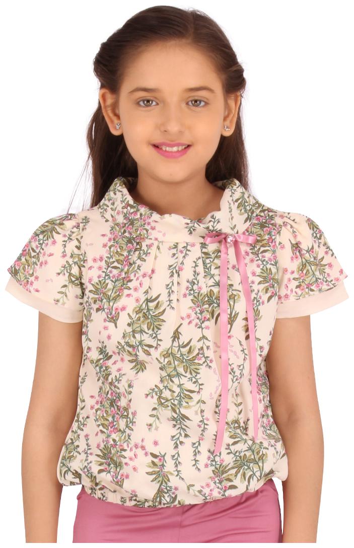 

Cutecumber Girl Georgette Floral Top - Cream