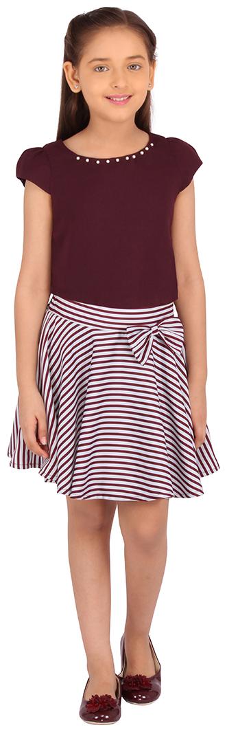 

Cutecumber Girl Georgette Top Bottom Set - Maroon