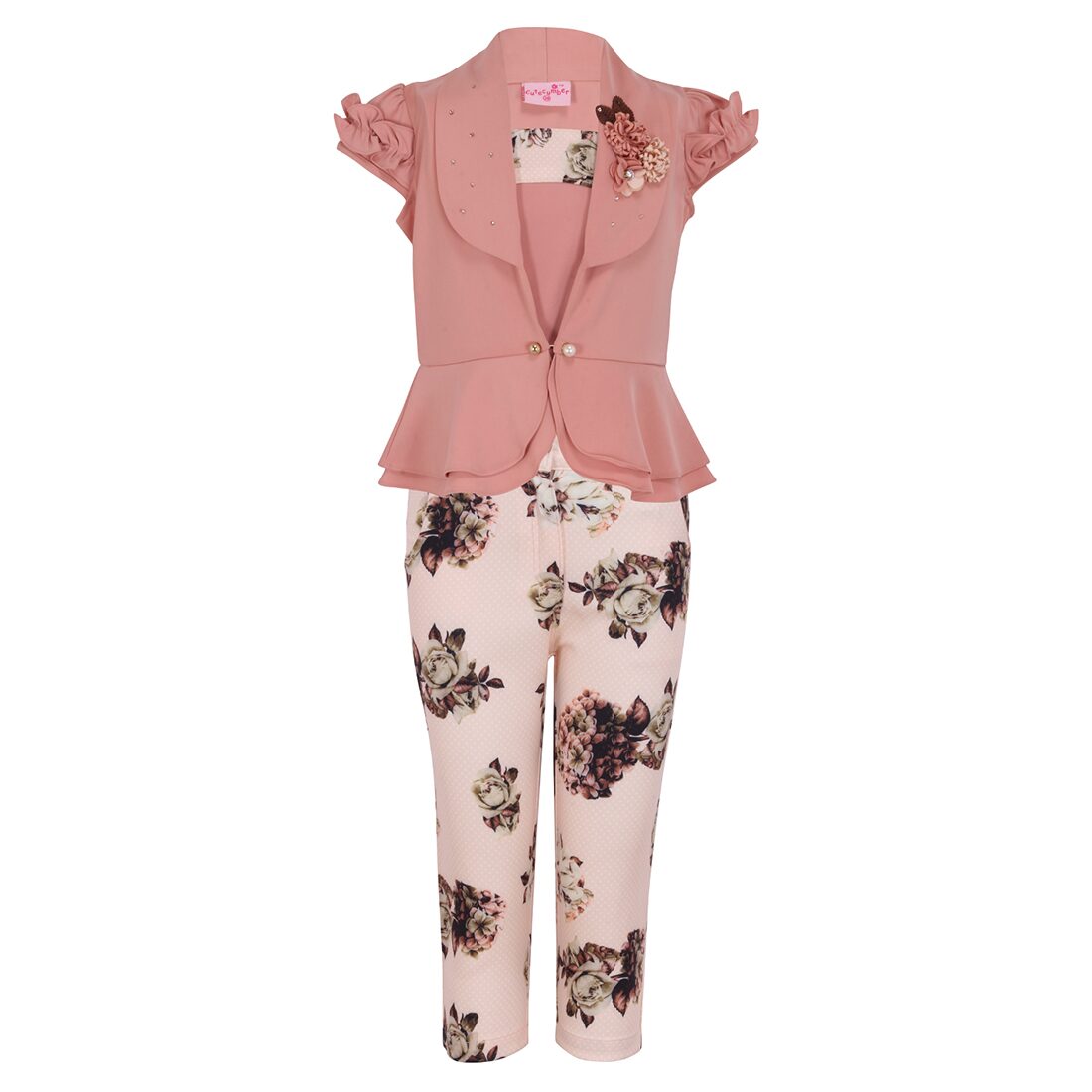 

Cutecumber Girl Satin Top Bottom Set - Pink