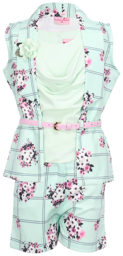 

Cutecumber Girl Polyester Top Bottom Set - Blue Grey