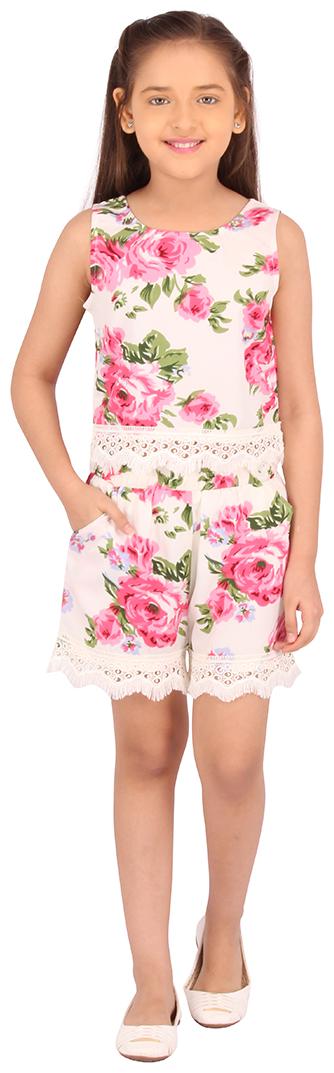 

Cutecumber Girl Polyester Top Bottom Set - White