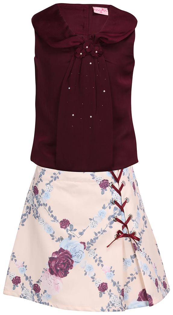 

Cutecumber Girl Satin Top Bottom Set - Maroon