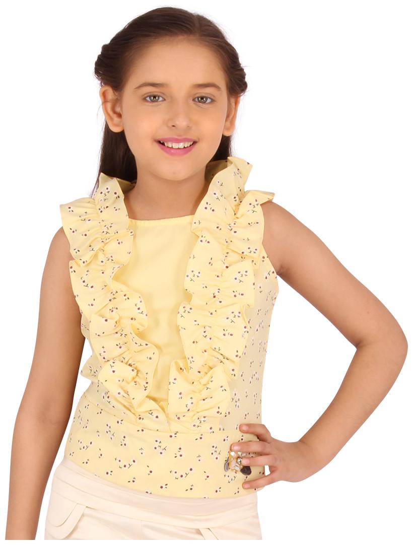 

Cutecumber Girl Georgette Floral Top Shirt - Yellow