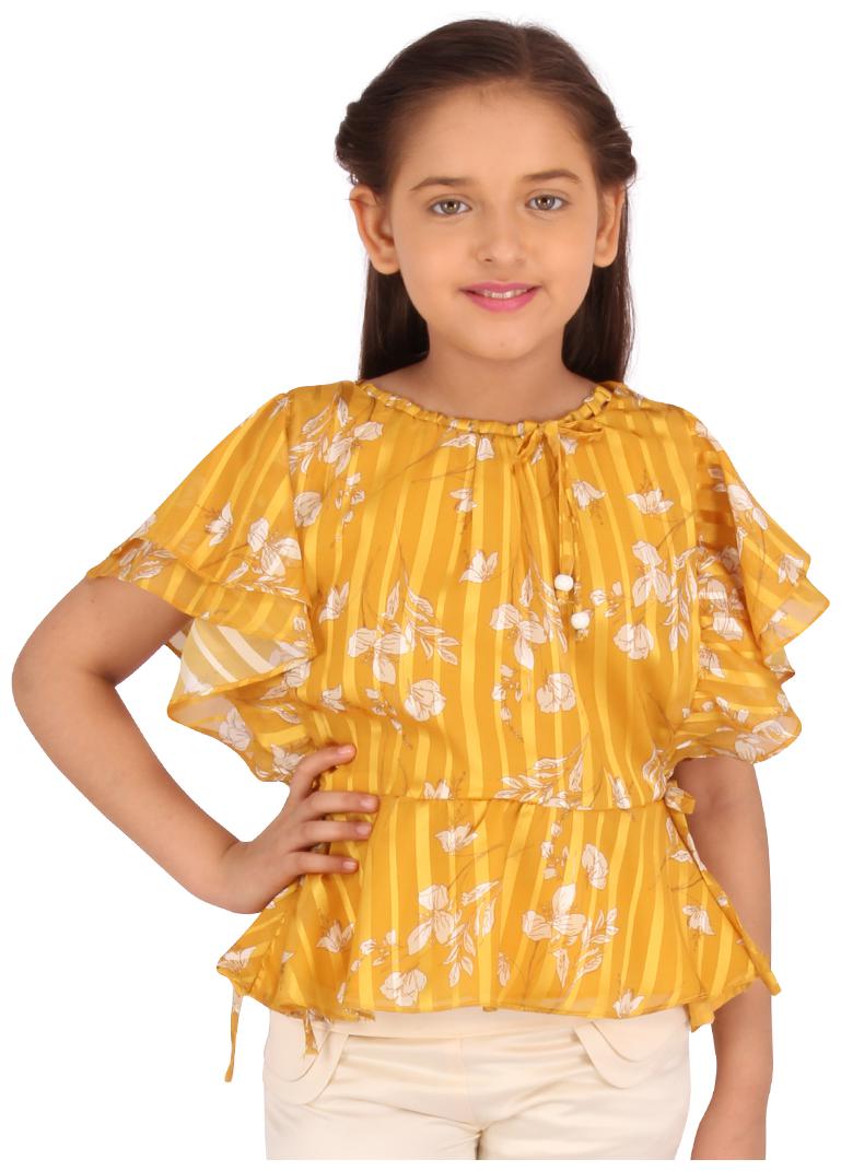 

Cutecumber Girl Georgette Floral Top - Yellow