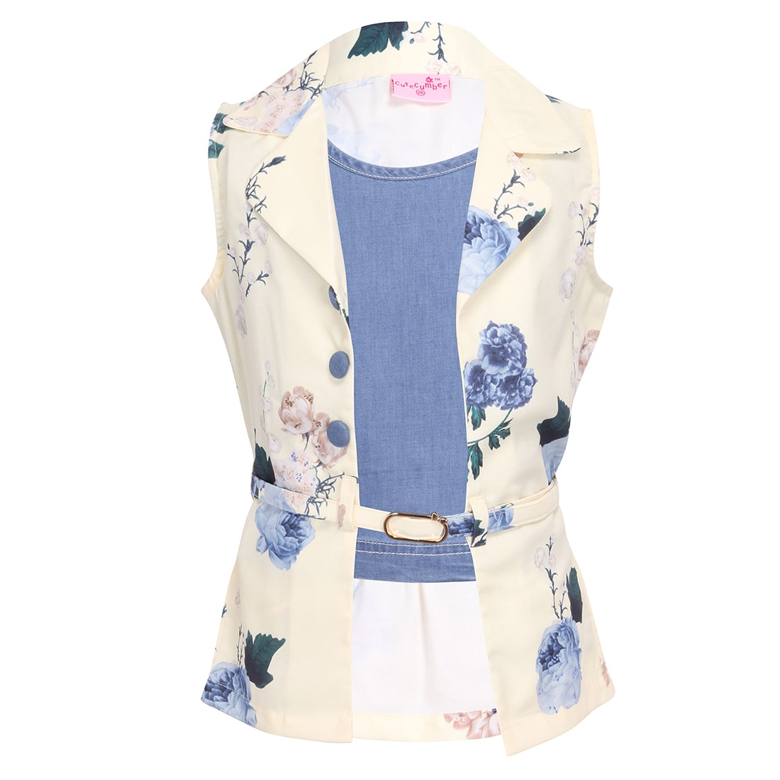 

Cutecumber Girl Georgette Floral Top - Cream