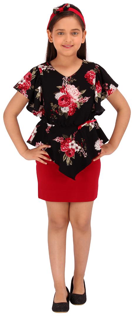 

Cutecumber Baby girl Georgette Floral Princess frock - Black