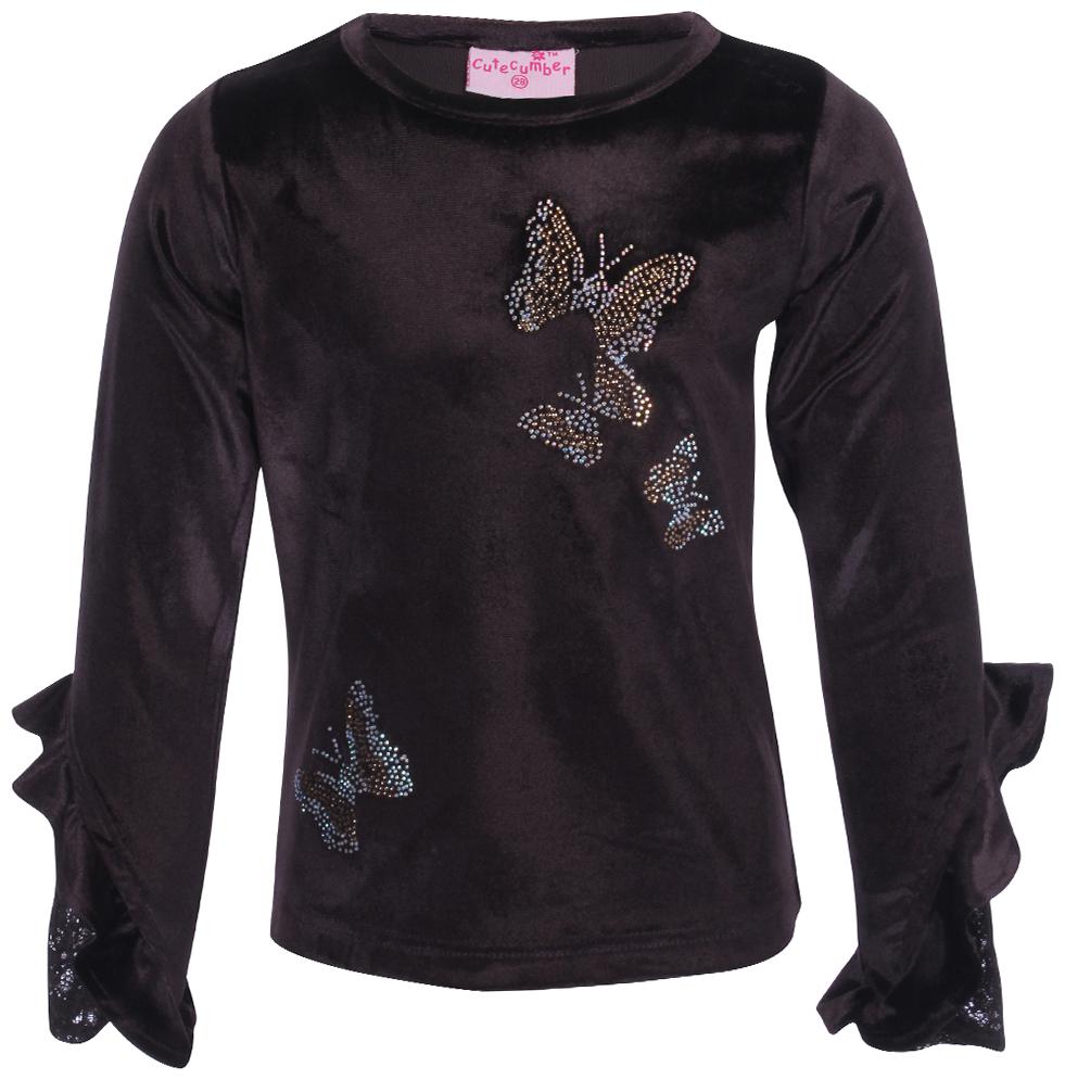 

Cutecumber Girl Polyester Embellished Top - Brown