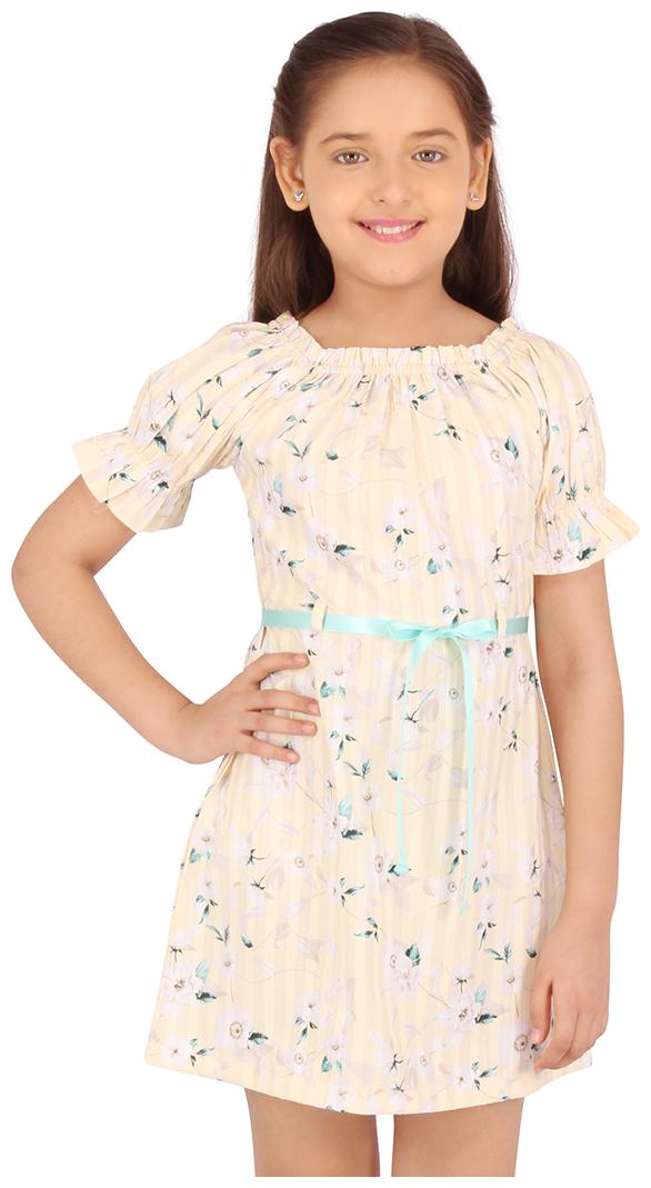 

Cutecumber Yellow Satin Short Sleeves Knee Length Princess Frock ( Pack of 1 )