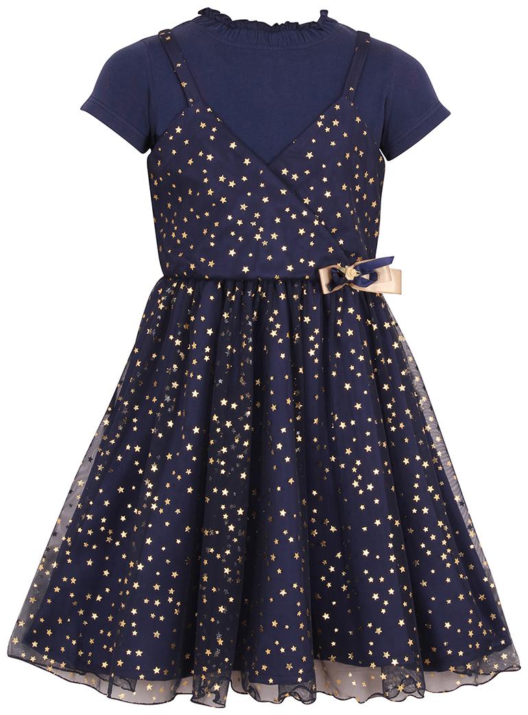 

Cutecumber Blue Net Short Sleeves Knee Length Princess Frock ( Pack of 1 )