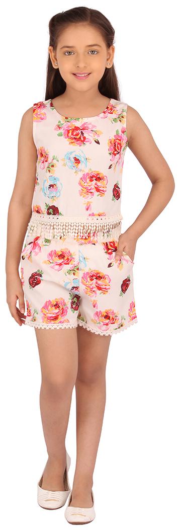 

Cutecumber Girl Polyester Top Bottom Set - White