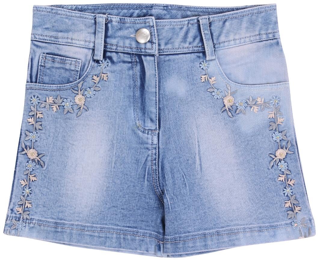 

Cutecumber Girl Denim Embroidered Regular shorts - Blue
