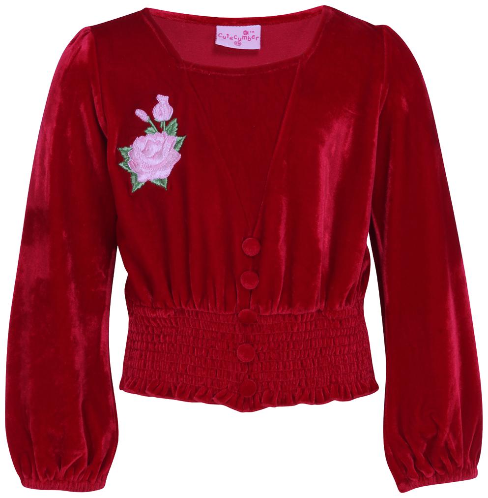 

Cutecumber Polyester Solid Top for Baby Girl - Red