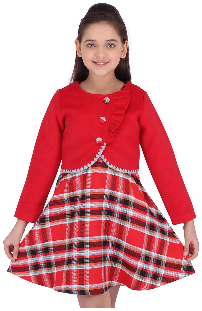 

Cutecumber Red Cotton Full Sleeves Knee Length Princess Frock ( Pack of 1 )