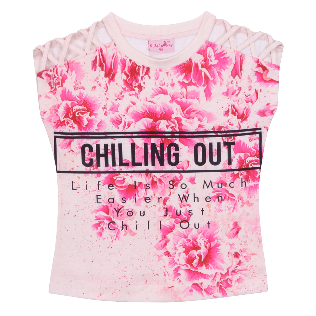 

Cutecumber Girl Polyester Floral Top - Pink