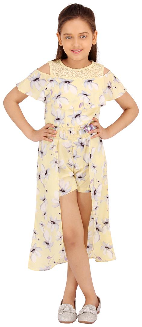 

Cutecumber Yellow Georgette Sleeveless Knee Length Princess Frock ( Pack of 1 )