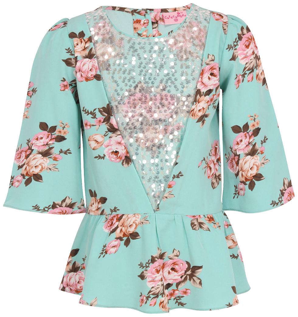 

Cutecumber Girl Georgette Floral Top - Green