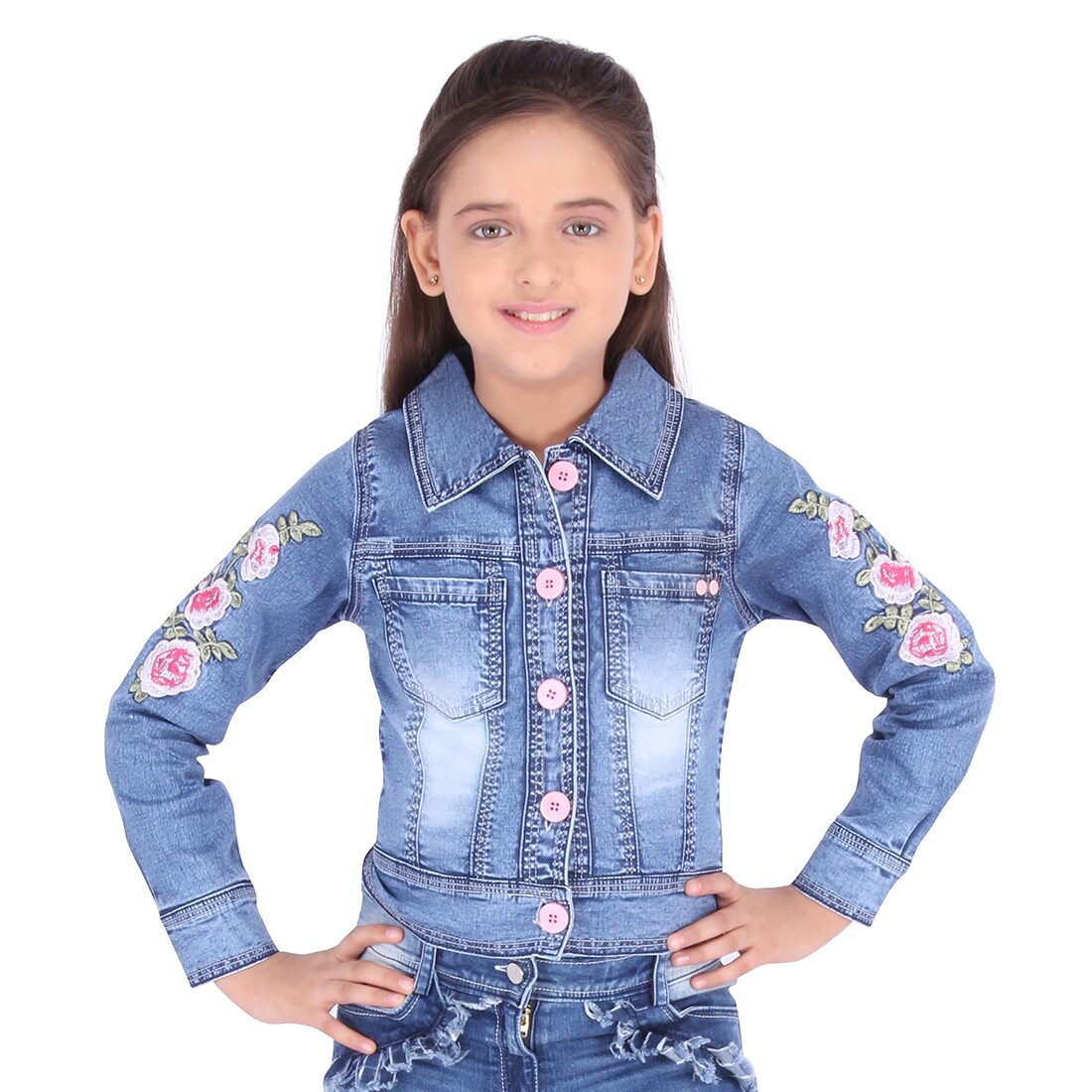 

Cutecumber Girl Denim Solid Shirt - Blue