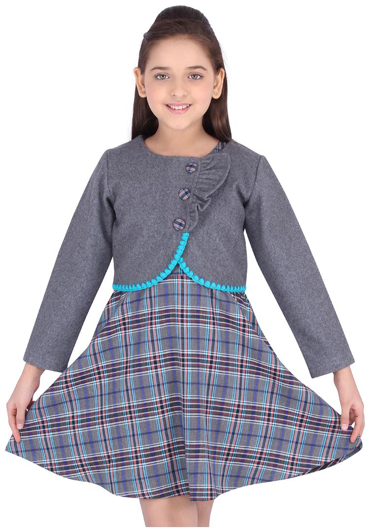 

Cutecumber Grey Cotton Full Sleeves Knee Length Princess Frock ( Pack of 1 )