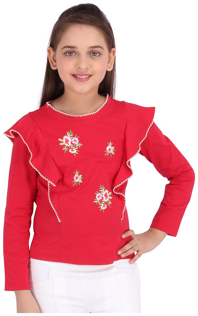 

Cutecumber Girl Knitted Embellished Top - Red