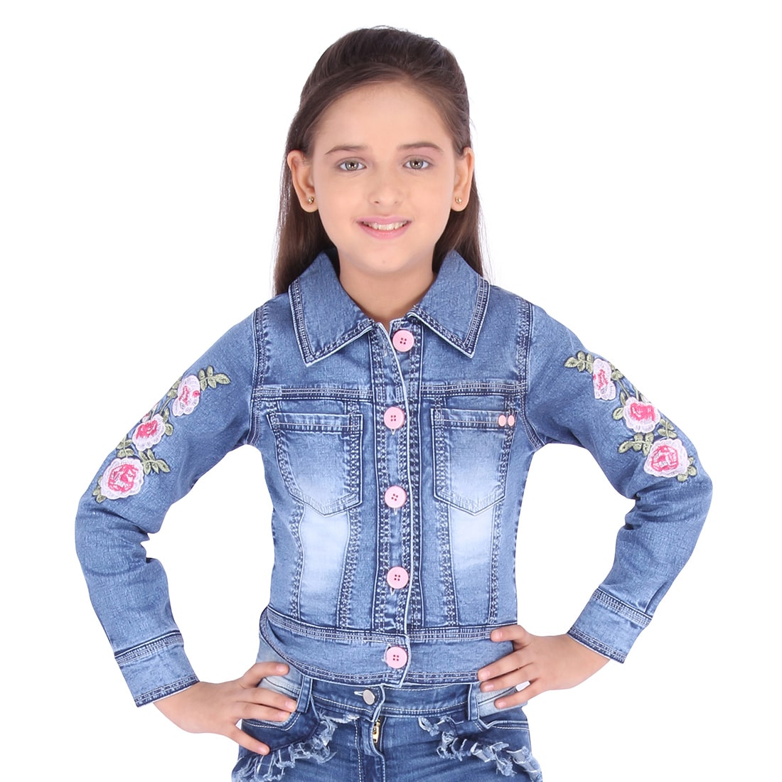 

Cutecumber Girl Denim Solid Shirt - Blue