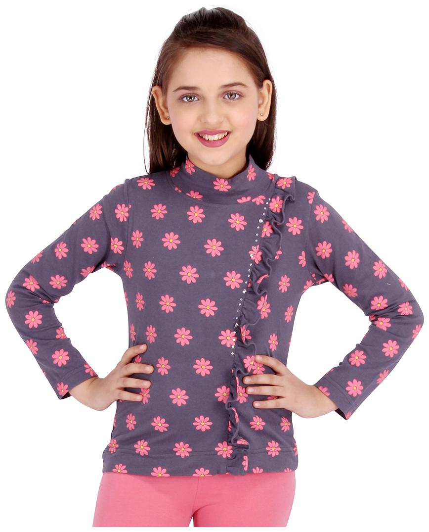 

Cutecumber Girl Polyester Printed Top - Grey