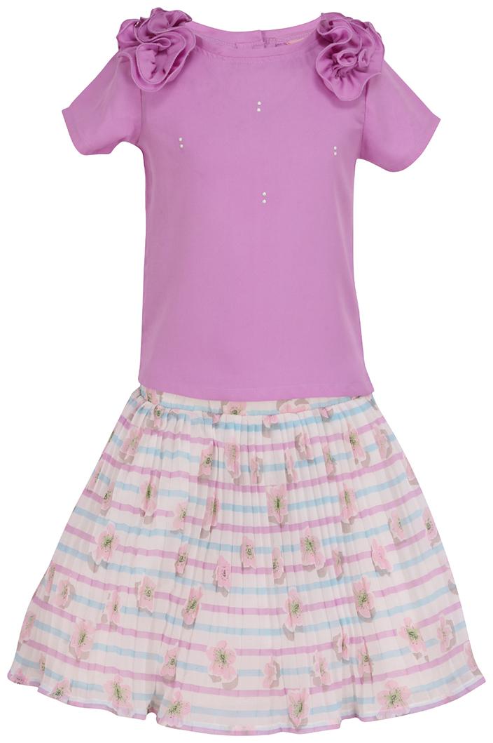 

Cutecumber Girl Georgette Top Bottom Set - Purple