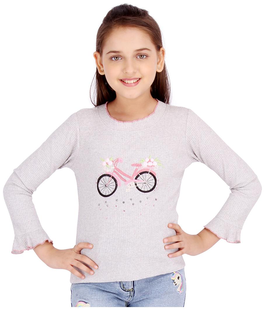 

Cutecumber Girl Knitted Solid Top - Grey