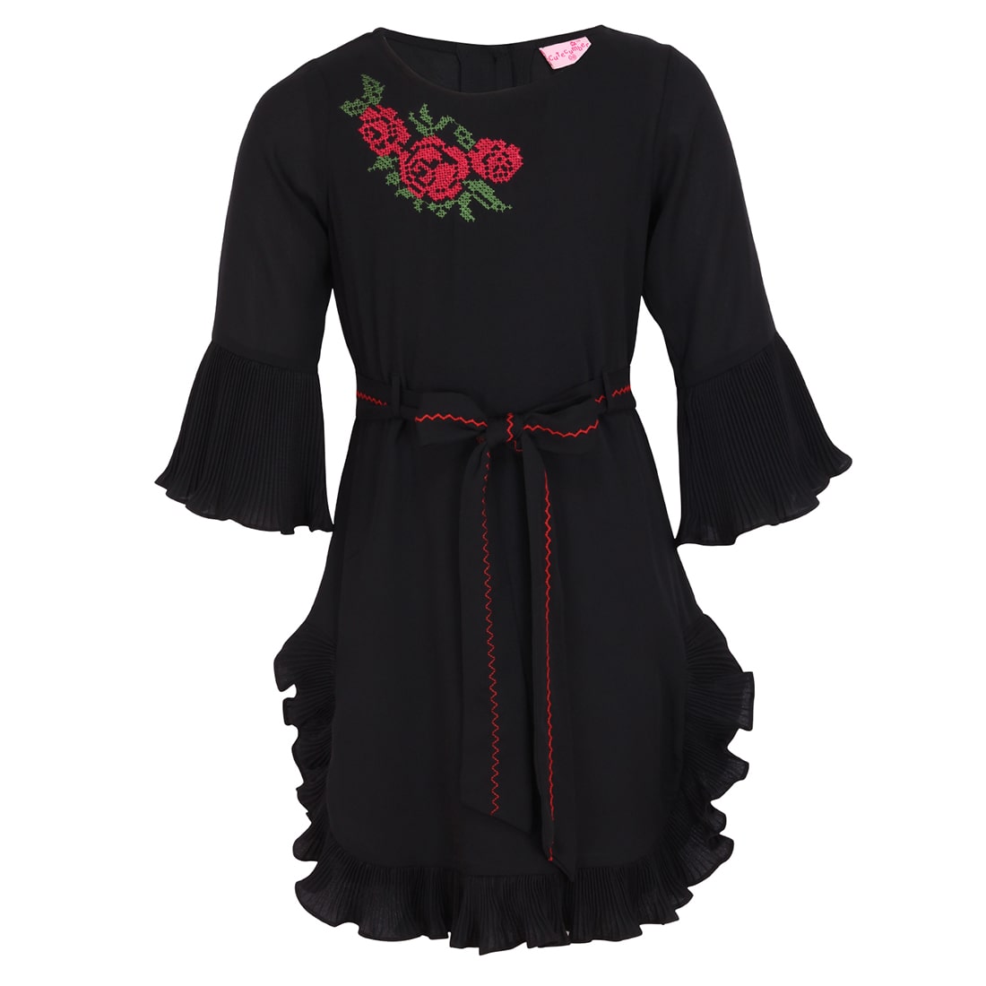 

Cutecumber Black Georgette 3 4th Sleeves Knee Length Princess Frock ( Pack of 1 )