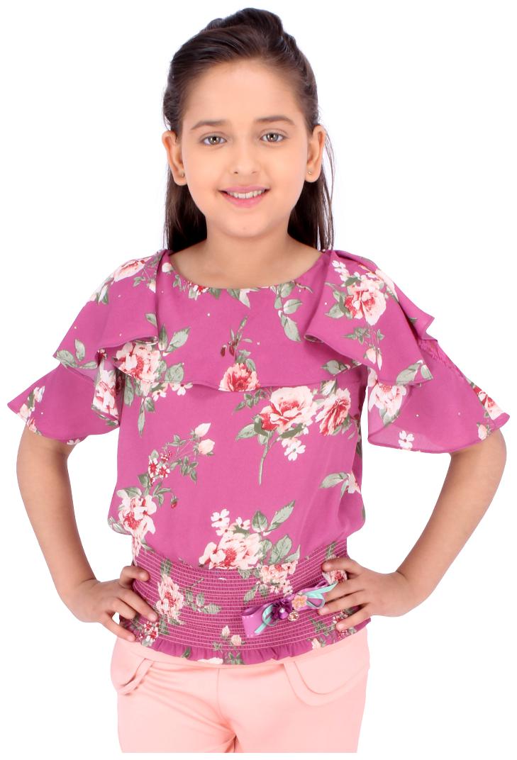 

Cutecumber Girl Satin Floral Top - Purple