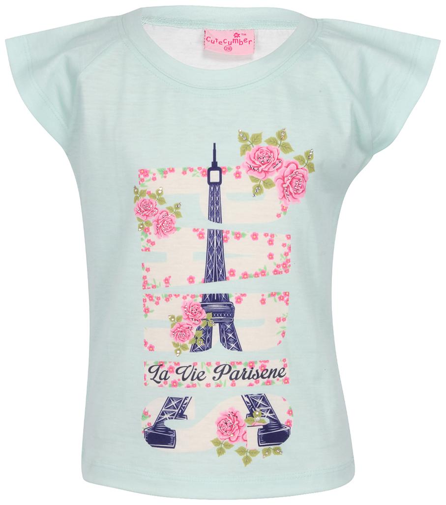 

Cutecumber Girl Knitted Printed T shirt - Green