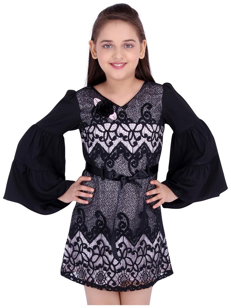 

Cutecumber Black Polyester Full Sleeves Knee Length Princess Frock ( Pack of 1 )