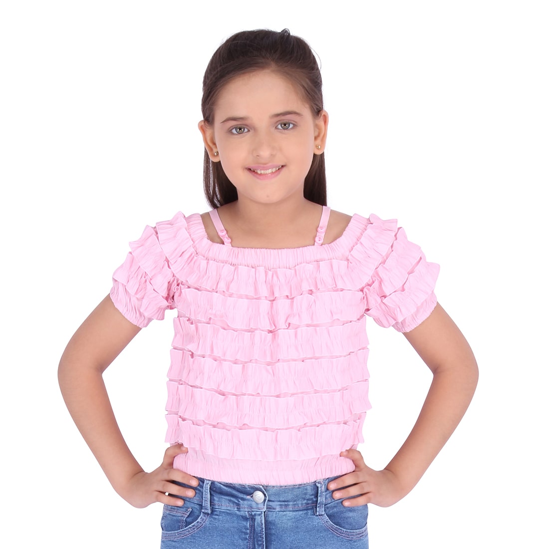 

Cutecumber Girl Polyester Solid Top - Pink