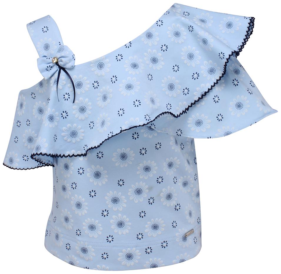 

Cutecumber Girl Cotton blend Floral Top - Blue
