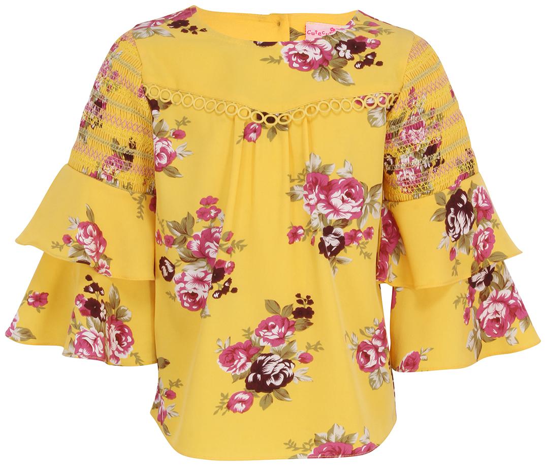 

Cutecumber Girl Georgette Floral Top - Yellow
