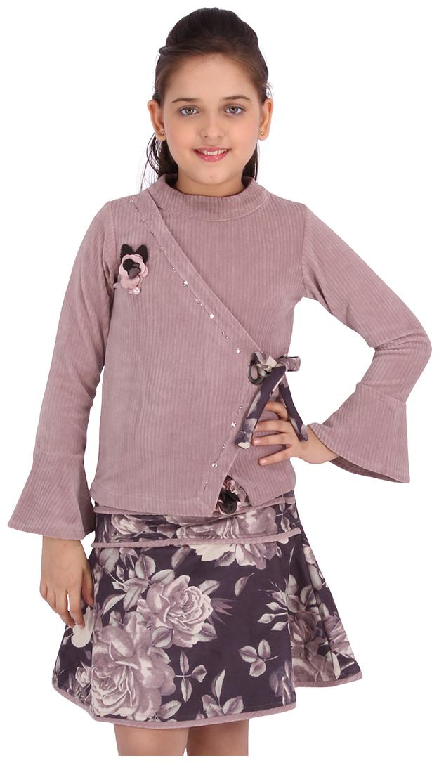 

Cutecumber Girl Polyester Top Bottom Set - Brown