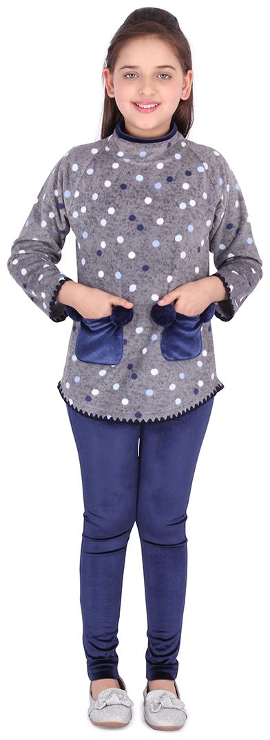 

Cutecumber Girl Polyester Top Bottom Set - Grey