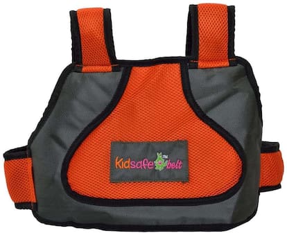 CuteKid'S Safety Belt / 2 Wheeler / Baby's Carriers/Car safety Travel Belt With Expandable Straps- Cute Elegant Orange