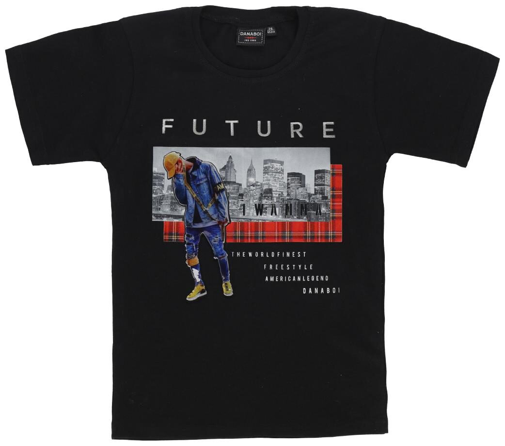 

DANABOI Boy Cotton blend Printed T-shirt - Black