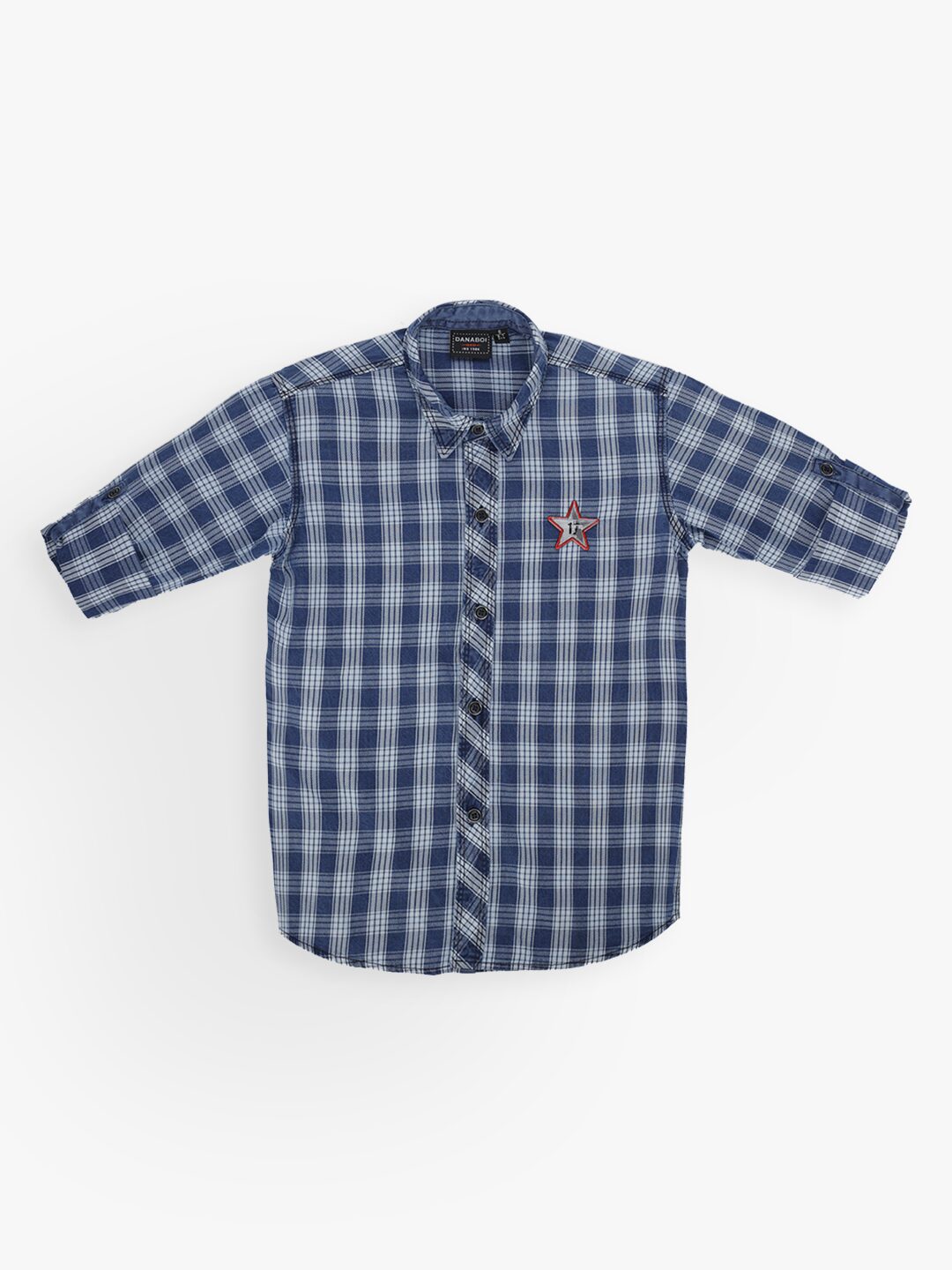 

DANABOI Boy Cotton blend Checked Shirt Blue